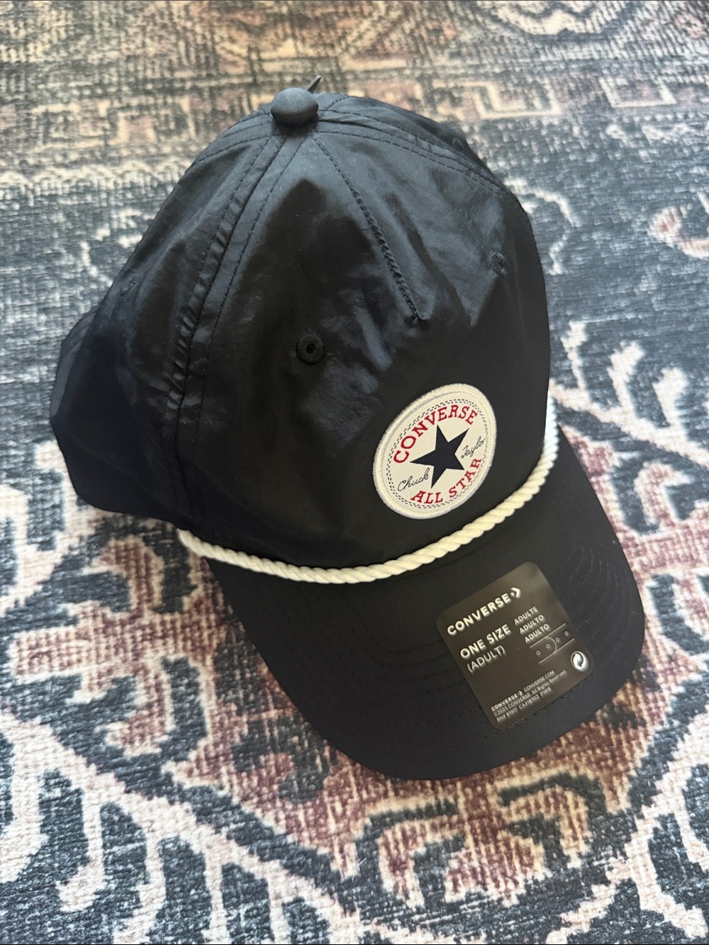 Converse Black Baseball Cap with White Rope and Patch